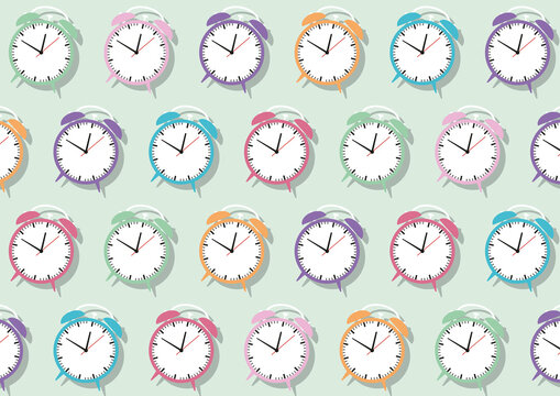 Alarm clocks, illustration.