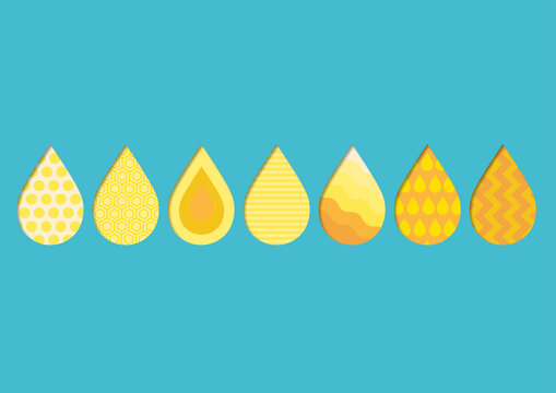 Yellow patterned droplets, illustration