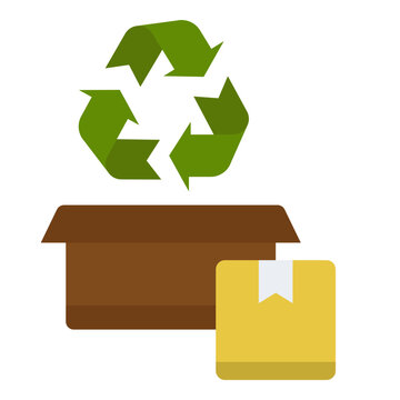 Cardboard Boxes with Recycle Symbol Illustration