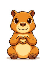Fototapeta premium Cute hamster cartoon making heart gesture adorable fluffy animal character vector illustration
