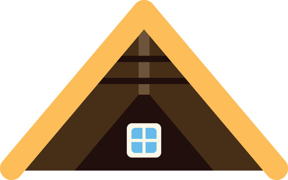 Traditional japanese gassho zukuri farmhouse roof with a small window