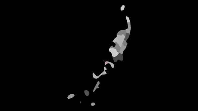 Vector map of Palau with names of cities and with borders city
