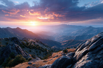 Fototapeta premium Mountain Vista at Sunset with Colorful Sky