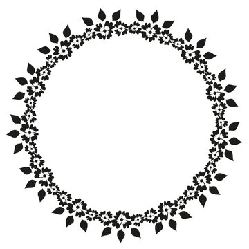 Round frame with beautiful floral pattern for your design
