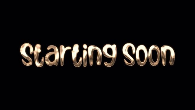 Starting Soon text animation on black background for live stream or broadcast.