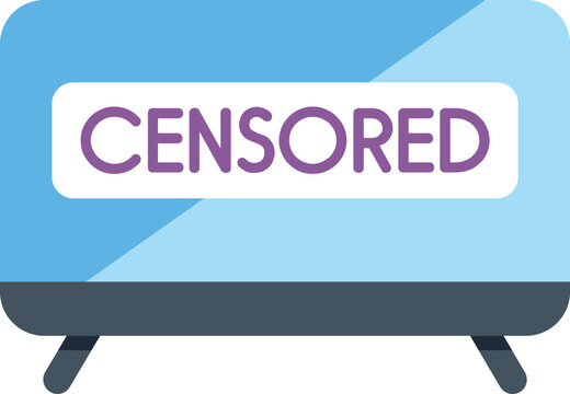 Television screen displaying a censored message, representing media control and information restriction