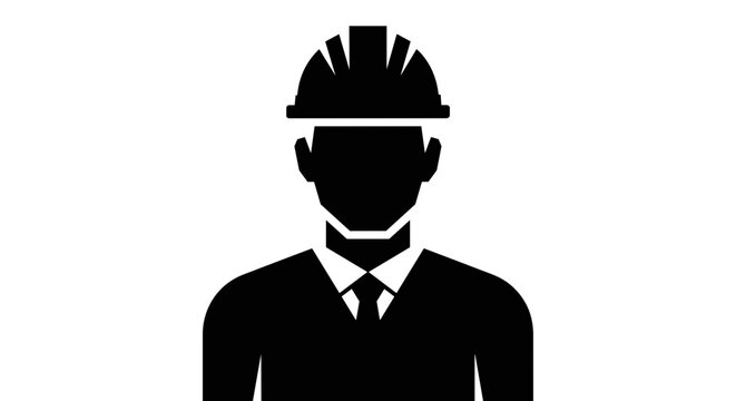 Businessman wearing hard hat silhouette.