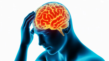 Obraz premium Person with glowing brain human brain medical anatomy neurology