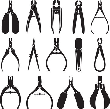 Diverse set of nail care clippers and nippers vector illustration