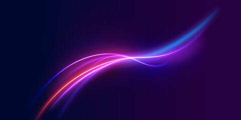 Obraz premium Luminous arc stretches across transparent space. Small glowing particles scatter outward. The image feels light and fluid.