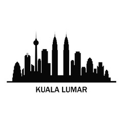 Fototapeta premium Kuala Lumpur City Skyline Silhouette Vector Malaysia Urban Landscape Illustration