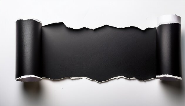 Papel Rasgado De Color Negro Sobre Fondo Blanco Recurso Grafico