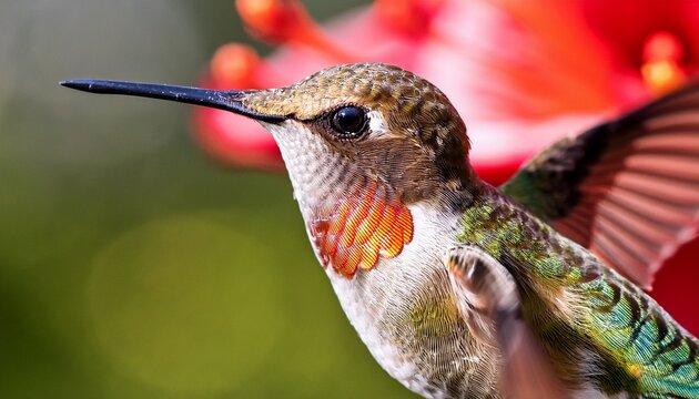 Ruby Throated Hummingbird Archilochus Colubris