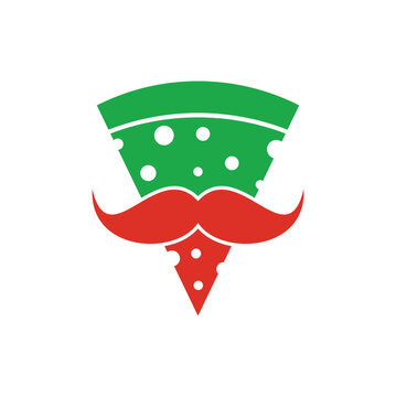 Mr Pizza logo design concept vector icon.