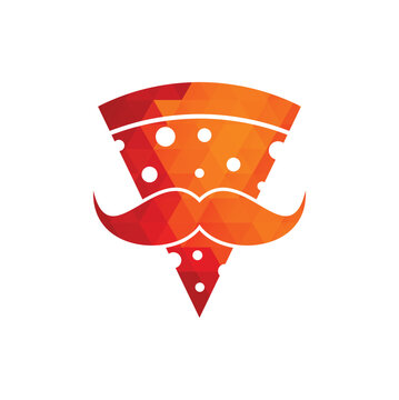 Pizza mustache logo design template. Mr Pizza logo design concept vector icon.