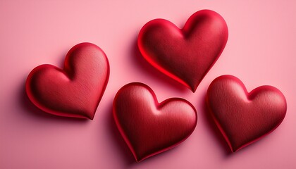 Obraz premium Red Hearts On Pink Background