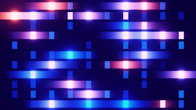 Neon led screen mosaic forming a dynamic seamless loop background, concert visual.