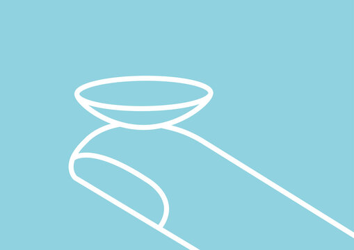 Finger holding contact lens, illustration