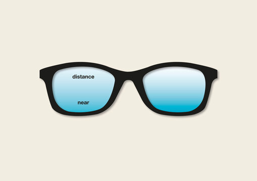 Progressive lens glasses, illustration