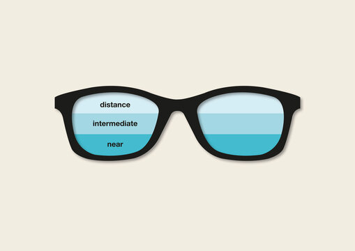 Trifocal glasses, illustration