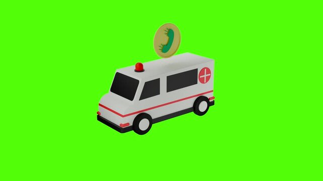 Emergency Services: A stylized depiction of a vibrant ambulance, featuring iconic elements and a symbolic telephone.