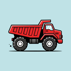Fototapeta premium A red cartoon dump truck vehicle.