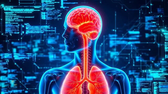 Human body anatomy with digital background