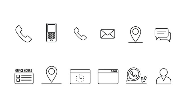 Collection of communication and navigation icons.