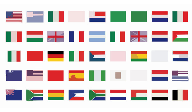 Flat Vector World Flags Icon Collection for Global Design Projects