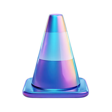 Glossy 3D cone icon isolated on white background 