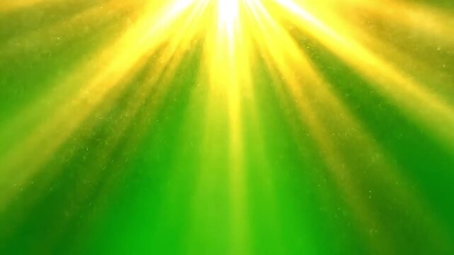 Vibrant green background with dynamic yellow light rays and motion