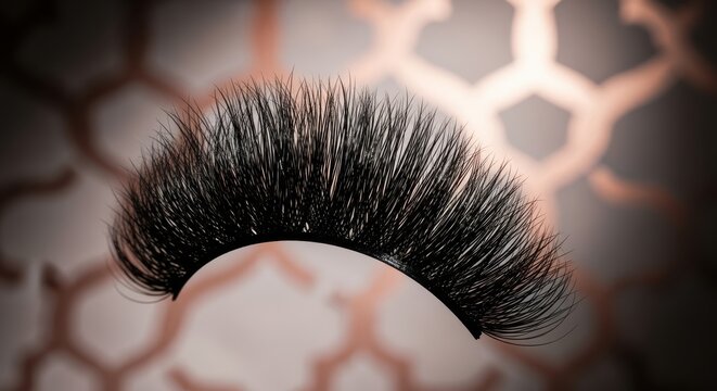 Dramatic Single False Eyelash Strand Against Abstract Background Displaying Beauty Trend