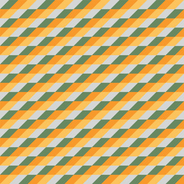 Seamless pattern created from pale green, green, orange and yellow parallelograms