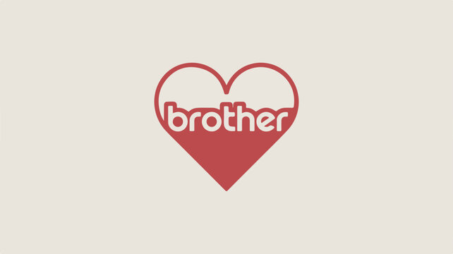Heart shaped symbol with brother text on beige background