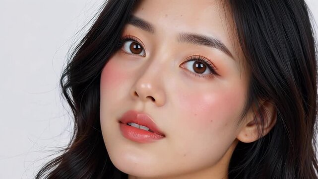 Closeup portrait of a woman with makeup