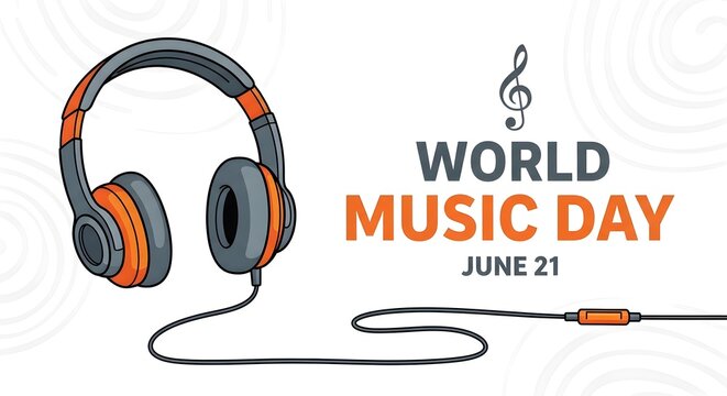 World music day celebration with headphones