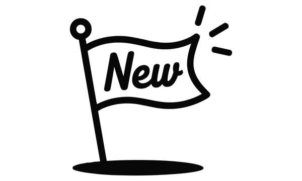 Modern new product announcement flag graphic design for business marketing and advertising purposes in vector illustration style.