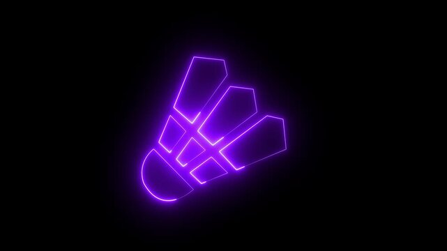 Abstract neon glowing shuttlecock icon. Sport equipment icon. Plastic and Rubber Badminton Birdie.