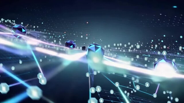 Futuristic digital identity network user connection and secure authentication grid virtual environment technology concept