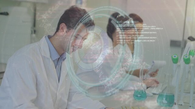 Animation of scope and data processing over diverse scientists in laboratory