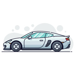 Obraz premium Sports car parked in profile view on flat white background. non editable strokes