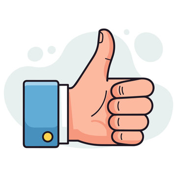 Hand showing thumbs up gesture in minimal white background. non editable strokes