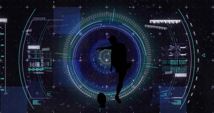 Animation of scope scanning and data processing over rugby player