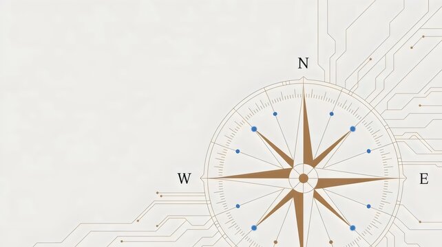 Precision technology compass pointing northeast &ndash; Great for navigation, startup guidance, or future business goals.