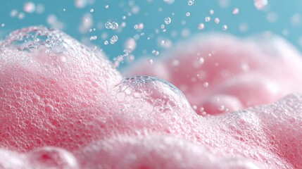 Fototapeta premium Foam bubbles macro texture showing detailed surface and clean wellness feel