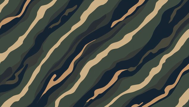 Seamless Tigerstripe Camo &ndash; Retro Military Print, Green and Black Organic Strokes, Tactical Background
