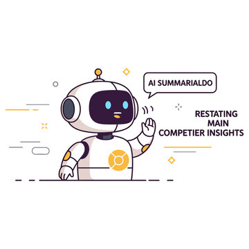 Cute robot waving and saying ai summarization