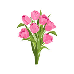 Fototapeta premium Tulips bouquet. Spring flowers. Hand drawn colorful tulips.