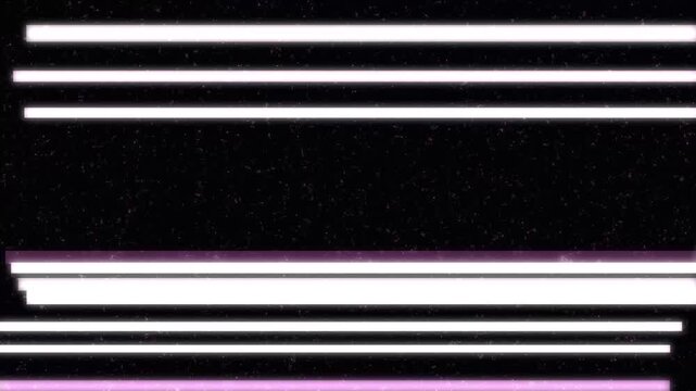 Futuristic digital glitch distortion with pink and white horizontal lines moving on dark background