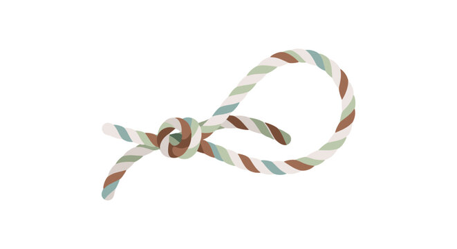 colorful striped rope with knot on white background